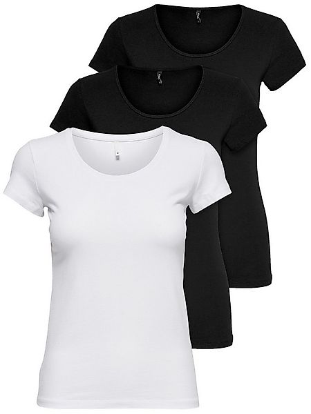 ONLY T-Shirt ONLLIVE LOVE NEW (3-tlg., 3er Pack) Figur betont, elastische B günstig online kaufen