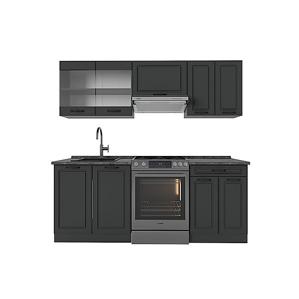 Vicco R-Line Küchenzeile Anthrazit Landhaus/Anthrazit 200 cm AP Anthrazit günstig online kaufen