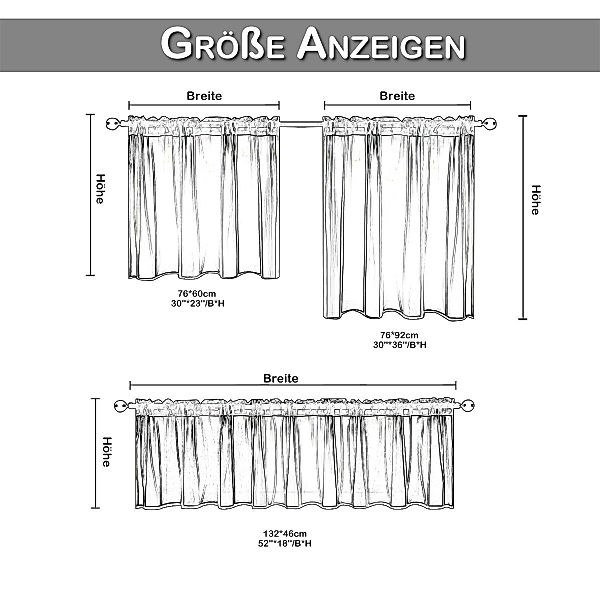 BTTO V&G Scheibengardine Kurzgardine,Voile Gardinen Vorhang,Bistrogardine ( günstig online kaufen