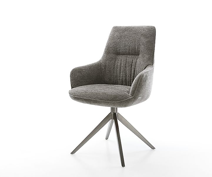 Drehstuhl Zelia-Flex mit Armlehnen Bouclé Soft Schlamm Kreuzgestell breit G günstig online kaufen