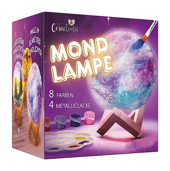 Coradoma Kreativset Mond Lampe Nachtlicht zum Bemalen für Kinder 3D Mondlic günstig online kaufen