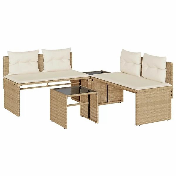 vidaXL 4-tlg Garten-Sofagarnitur mit Kissen Beige Poly Rattan Modell 83 günstig online kaufen