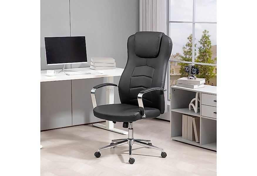 HOMCOM Schreibtischstuhl mit Kippfunktion, gepolstert, höhenverstellbar, mi günstig online kaufen