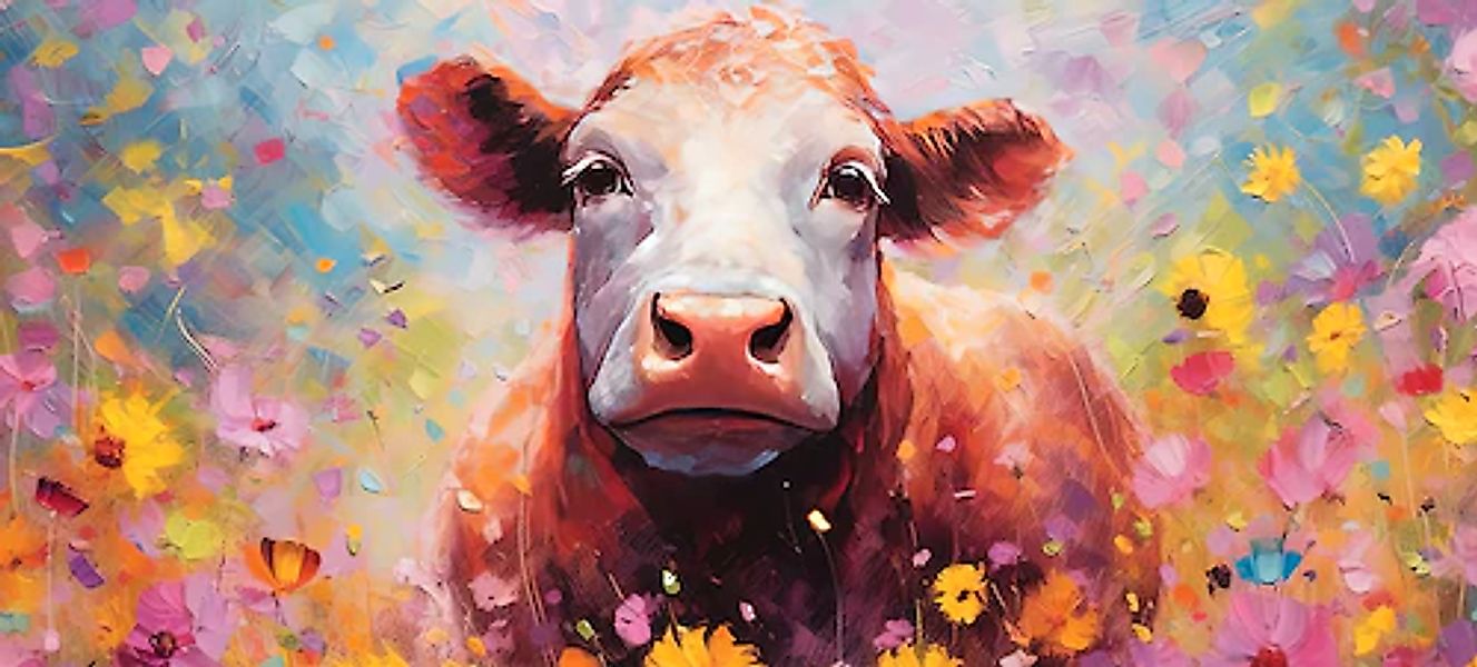 Bönninghoff Leinwandbild Blumen  Blumenbilder  Kuh  Kuhbilder  Kühe  Tiere günstig online kaufen