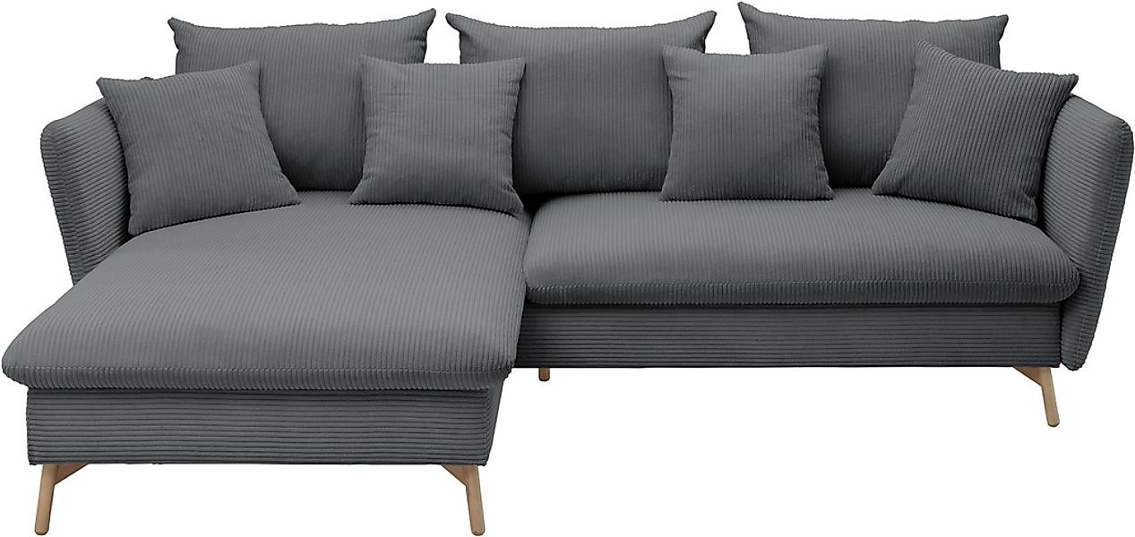 andas Ecksofa "MERLE, 258 cm, L-Form, traumhafter Cord,", mit Bettfunktion günstig online kaufen