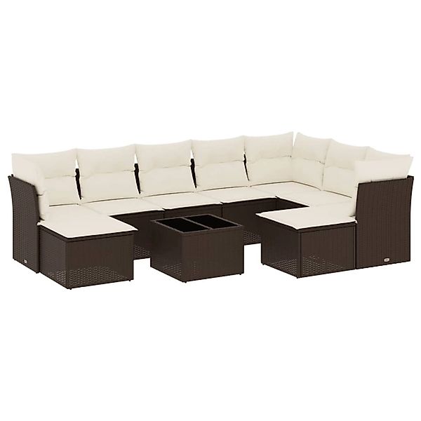 vidaXL 10-Tlg Garten-Sofagarnitur mit Kissen Braun Poly Rattan 3218583 günstig online kaufen
