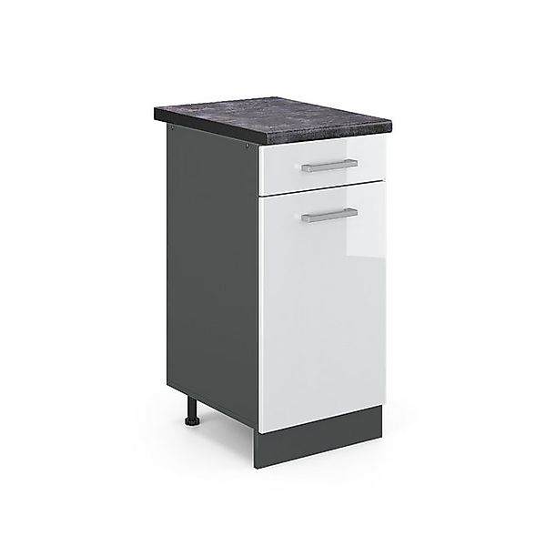 Vicco Küchenunterschrank R-Line Weiß Hochglanz/Anthrazit 40 cm AP Anthrazit günstig online kaufen