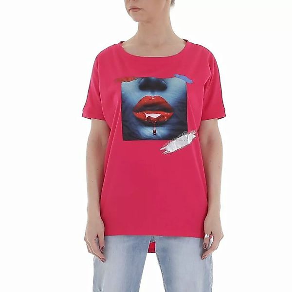 Ital-Design T-Shirt Damen Freizeit Print Stretch T-Shirt in Pink günstig online kaufen
