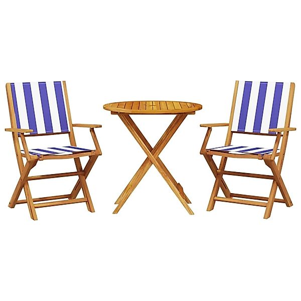 vidaXL 3-Tlg Bistro-Set Blau und Weiß Stoff und Massivholz 3281861 günstig online kaufen