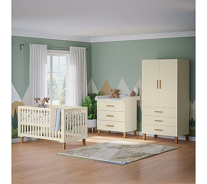 Bellabino Babymöbel-Set Liri, (Beige/Natur, 3-tlg., Kinderbett, Wickelkommo günstig online kaufen
