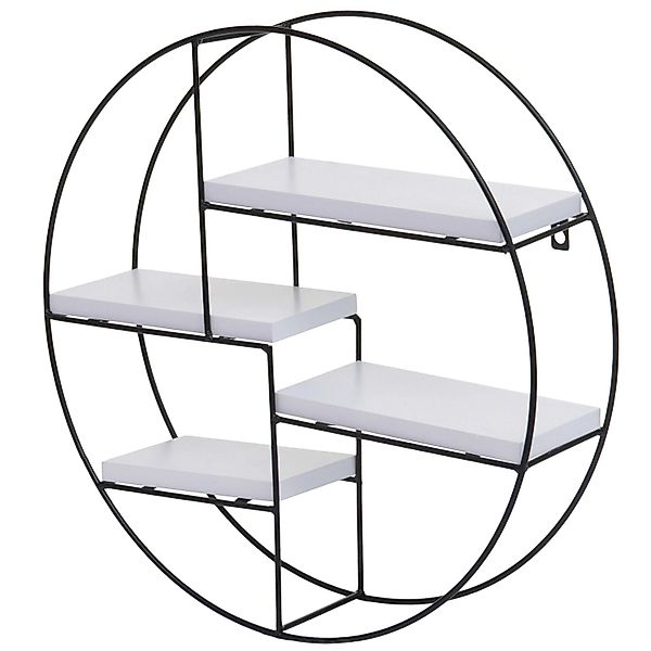 BERLINLODGE Wandregal Rund HxBxT 45x45x11cm 4 Regalböden Metall Massiv-Holz günstig online kaufen