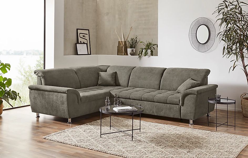 DOMO collection Ecksofa "Franzi, zeitlos und elegant, moderne Sitzheftung, günstig online kaufen