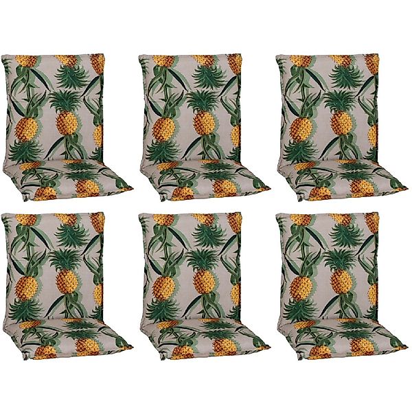 Beo Sitzauflage Niedriglehner Treffelstein 6er-Set Ananas-Motiv günstig online kaufen
