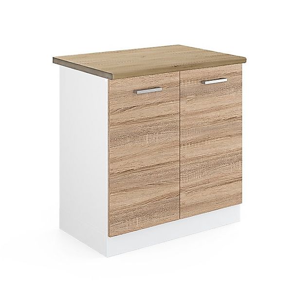 Vicco Spülenunterschrank R-Line, Sonoma/Weiß, 80 cm ohne Arbeitsplatte günstig online kaufen