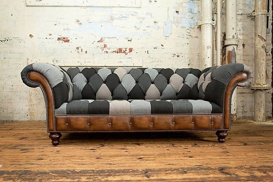 JVmoebel Chesterfield-Sofa Chesterfield Textil Sofa 3 Sitzer Design Luxus S günstig online kaufen