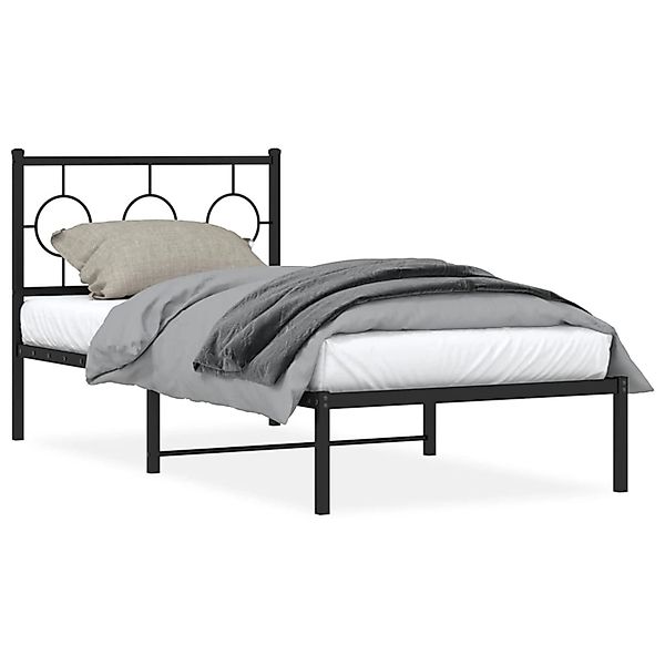 vidaXL Bettgestell mit Kopfteil Metall Schwarz 90x190 cm 376218 günstig online kaufen