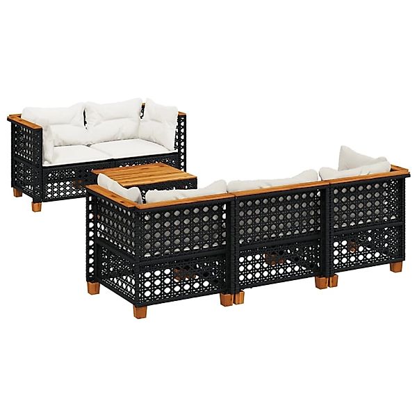 vidaXL 6-Tlg Garten-Sofagarnitur mit Kissen Schwarz Poly Rattan 3261734 günstig online kaufen
