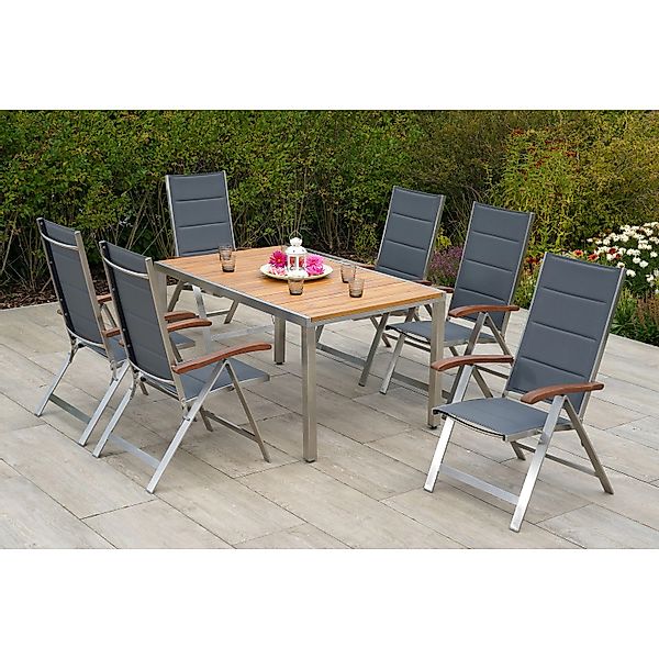 Merxx Ferrara Set 7-tlg. 6 Klappsessel Gartentisch 150 x 90 cm günstig online kaufen