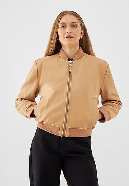 Bolongaro Trevor Lederjacke MINIMAL BOMBER Gerippter Halsausschnitt, superw günstig online kaufen