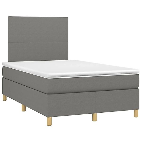 vidaXL Boxspringbett mit Matratze & LED Dunkelgrau 120x200 cm Stoff 3135262 günstig online kaufen