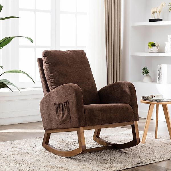 Schaukelstuhl breiter Sitz mit Seitentaschen hochwertig, Mid-Century Modern günstig online kaufen