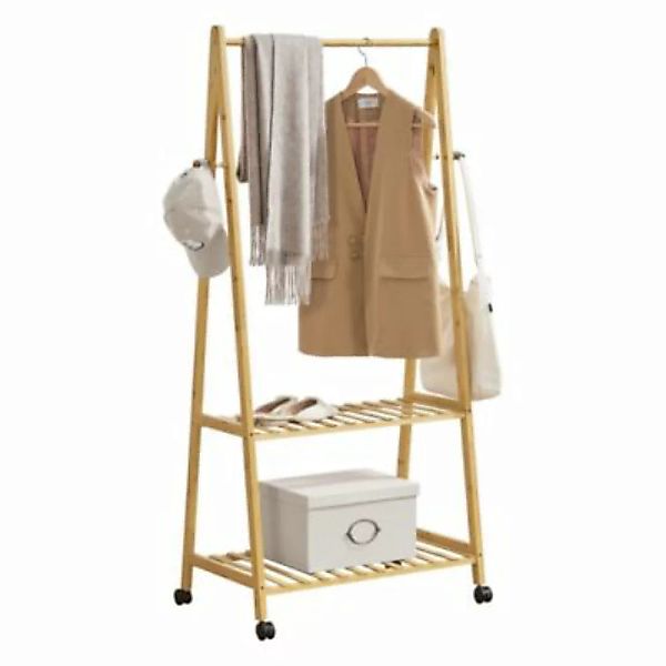 en.casa Bambus Garderobenständer Ullensvang Rollgarderobe Kleiderstange Kle günstig online kaufen