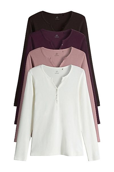 The Set Langarmshirt The Set gerippte Henley-Langarmshirts, 4er-Pack (4-tlg günstig online kaufen
