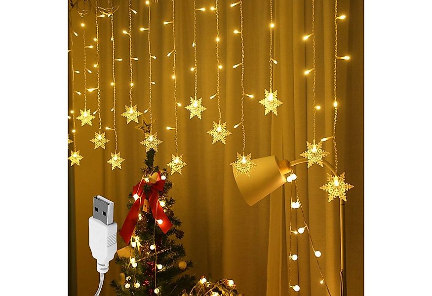 Rosnek LED-Lichtervorhang 3M, 96LEDs,12 Stränge, Wasserdicht, USB, für Wand günstig online kaufen