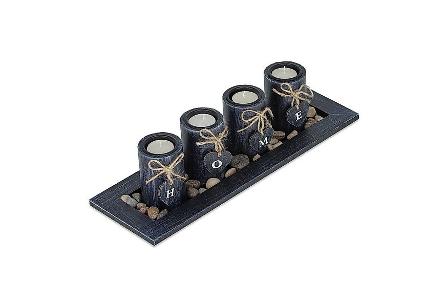 relaxdays Teelichthalter mit Tablett Teelichthalter Set "Home" mit Tablett günstig online kaufen