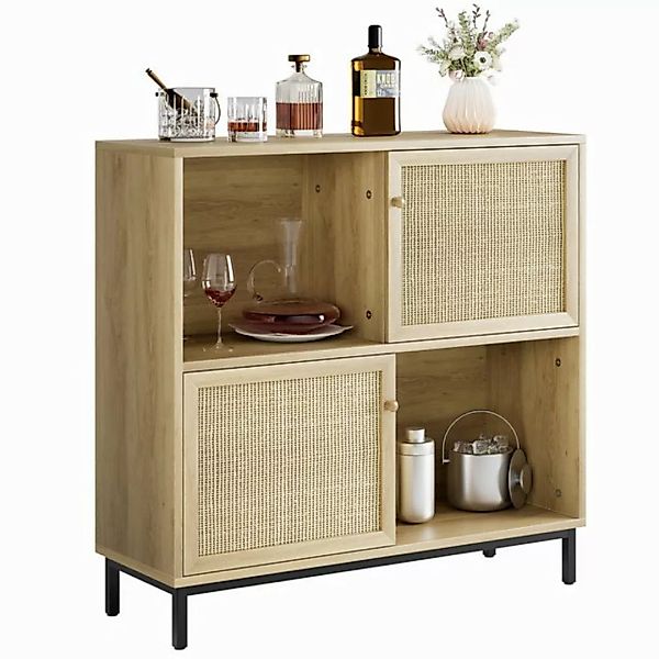 GarveeMore Beistellschrank Buffetschrank mit Stauraum, Rattan-Sideboard, Sc günstig online kaufen