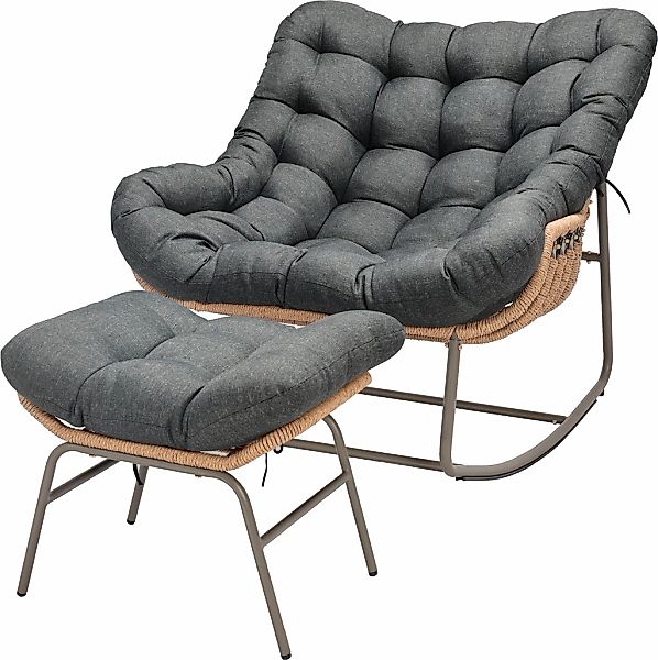 KONIFERA Schaukelstuhl "Ferrol" (Set) inklusive Fußhocker, mit Auflagen günstig online kaufen