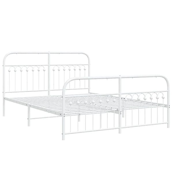vidaXL Bettgestell mit Kopfteil und Fußteil Metall Weiß 150x200 cm 376669 günstig online kaufen