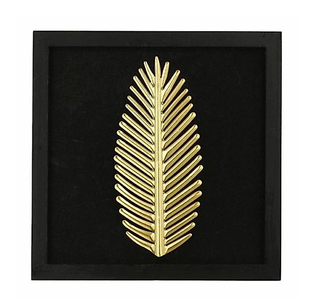 Bild Metall Feder ca. 32 x 32 cm Eisen / MDF goldfarbig Schwarz günstig online kaufen