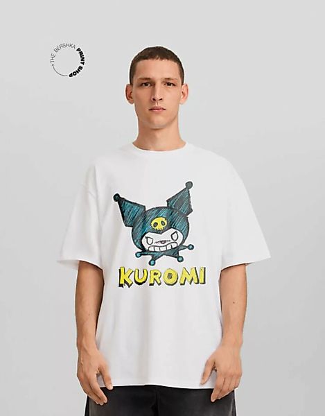 Bershka T-Shirt Kuromi Im Boxy-Fit Mit Print Damen S Weiss günstig online kaufen