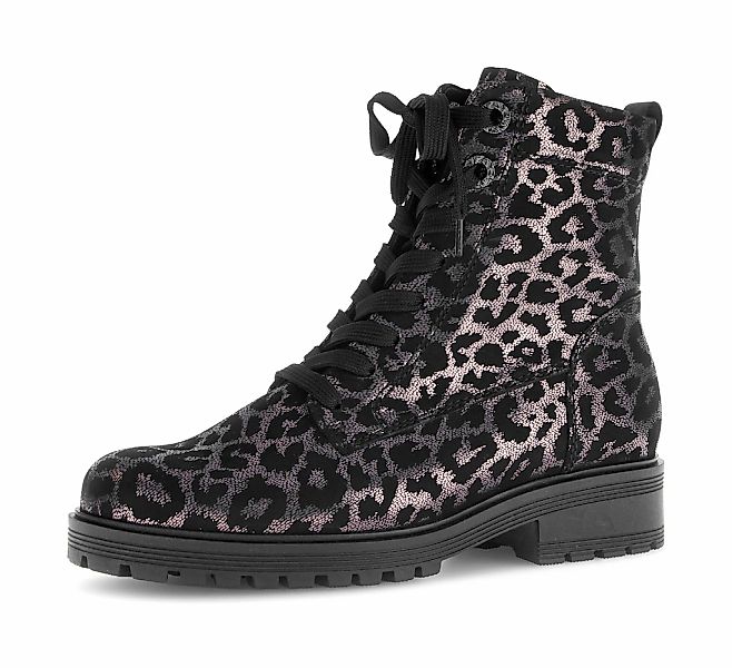 Gabor Schnürstiefelette "PISA", Blocakabsatz, Schnürboots im Animal-Look, K günstig online kaufen