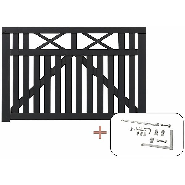 Einzeltor Vinesse Nadelholz Schwarz 150 cm x 98 cm günstig online kaufen