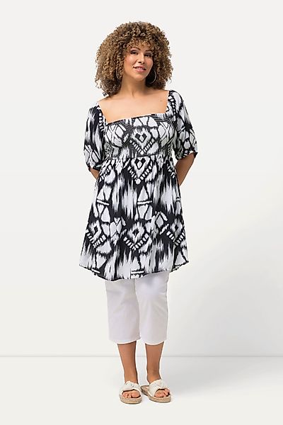 Ulla Popken Spitzenbluse Smokbluse A-Linie Carree-Ausschnitt günstig online kaufen