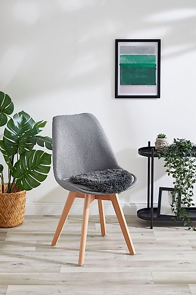my home Sitzkissen "Alpa, 4er Set", Sitzauflage, Kunstfell, rund, Ø 34 cm, günstig online kaufen