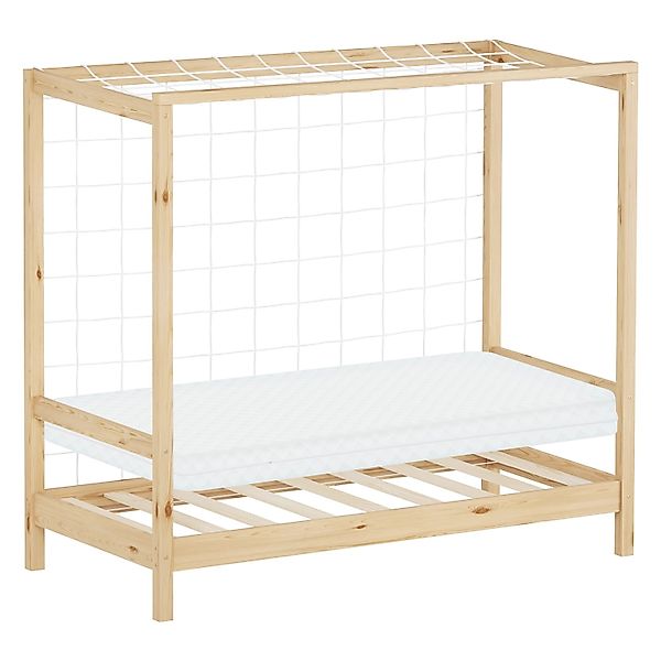 ML-Design Kinderbett Fußballtor 70x140 cm mit Matratze Natur Holz günstig online kaufen
