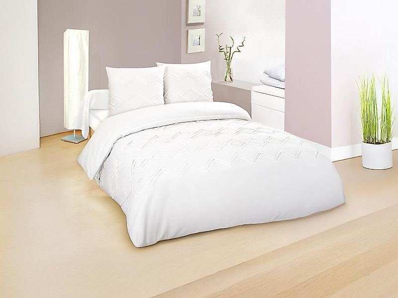 Bettwäsche aus 100% Baumwolle 57 Fäden/cm² - Bettbezug 240 x 260 cm + 2 Kis günstig online kaufen