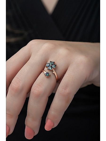 Nisan Silberring, Silber Verstellbarer Damenring mit Mystik-Topas und Kleeb günstig online kaufen