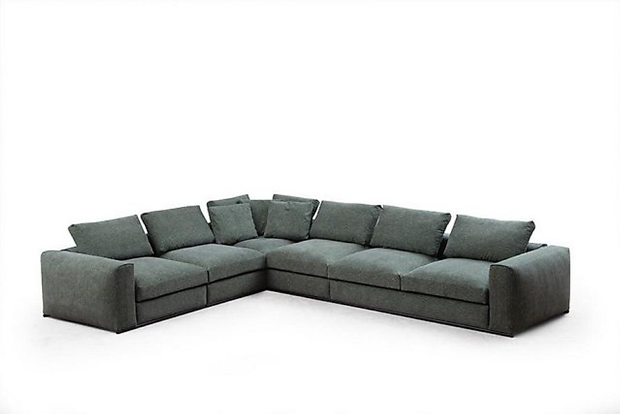 Xlmoebel Ecksofa Neue grüne moderne Stoff-Wohnlandschaft in L-Form mit Holz günstig online kaufen