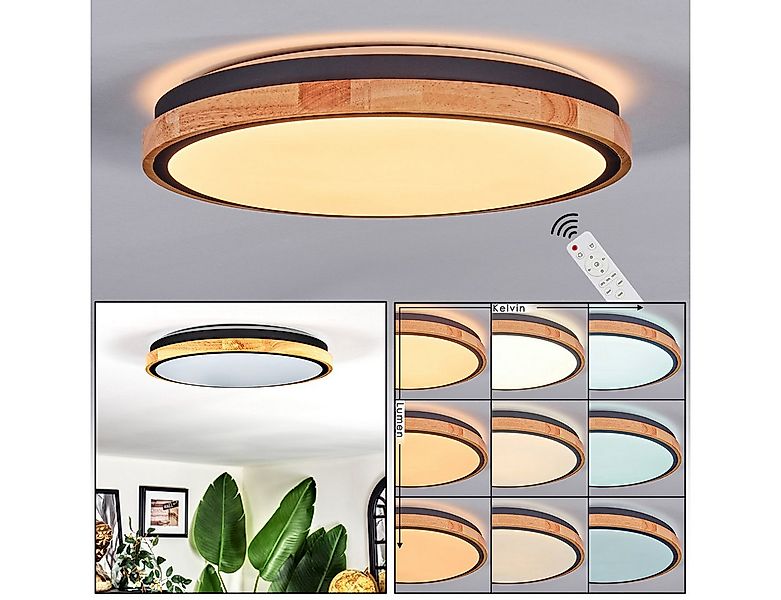 hofstein Deckenleuchte Deckenlampe aus Metall/Holz/Kunststoff in Schwarz/Na günstig online kaufen