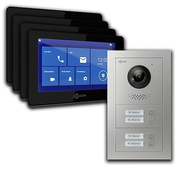 Goliath Basic Line 4-Familienhaus Video Türsprechanlage Monitor Schwarz - S günstig online kaufen