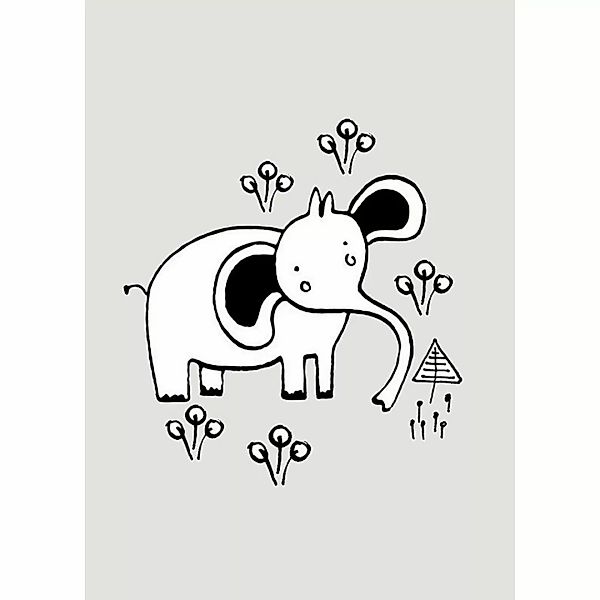 Komar Poster Scribble Elephant Elefant B/L: ca. 50x70 cm günstig online kaufen