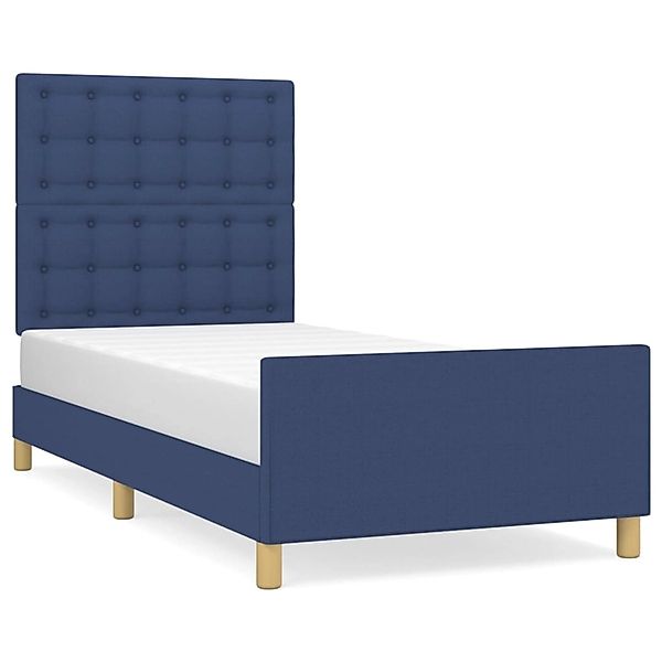vidaXL Bett Bettgestell mit Kopfteil Blau günstig online kaufen