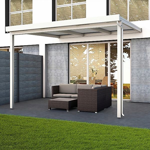 Terrassenüberdachung Premium (BxT) 309 cm x 306 cm Weiß Acryl Klima Blue günstig online kaufen