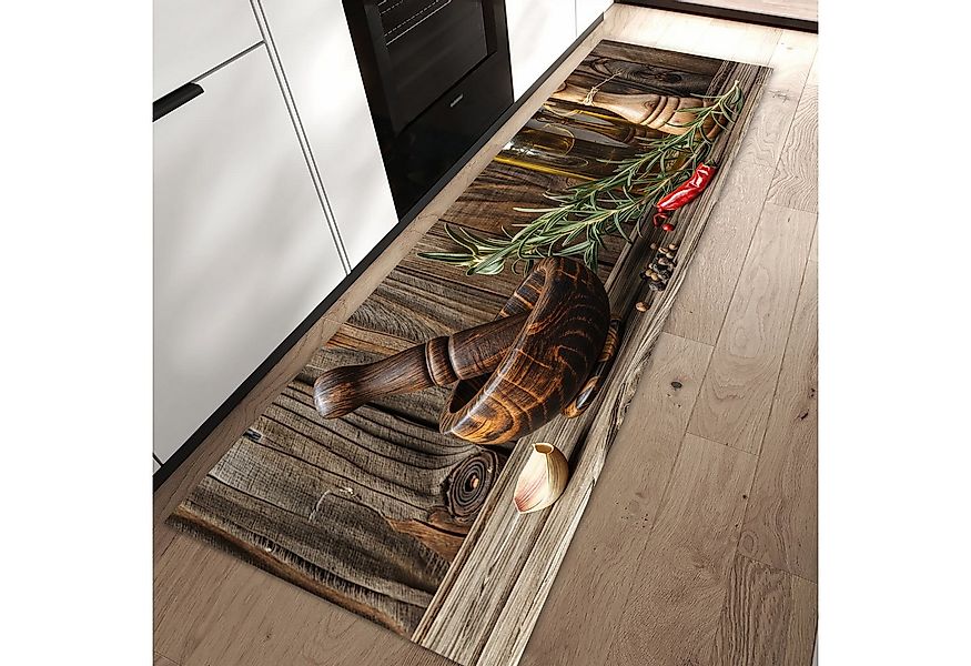 Primedeco Teppich Küchenteppich Küchendekoration PVC rutschfest abwaschbar günstig online kaufen