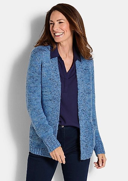 GOLDNER Strickjacke Kurzgröße: Langarm Melange-Cardigan, flauschig günstig online kaufen