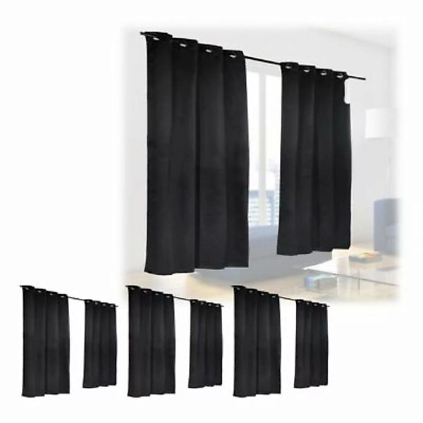 relaxdays 8 x Vorhang schwarz 245 x 135 cm günstig online kaufen